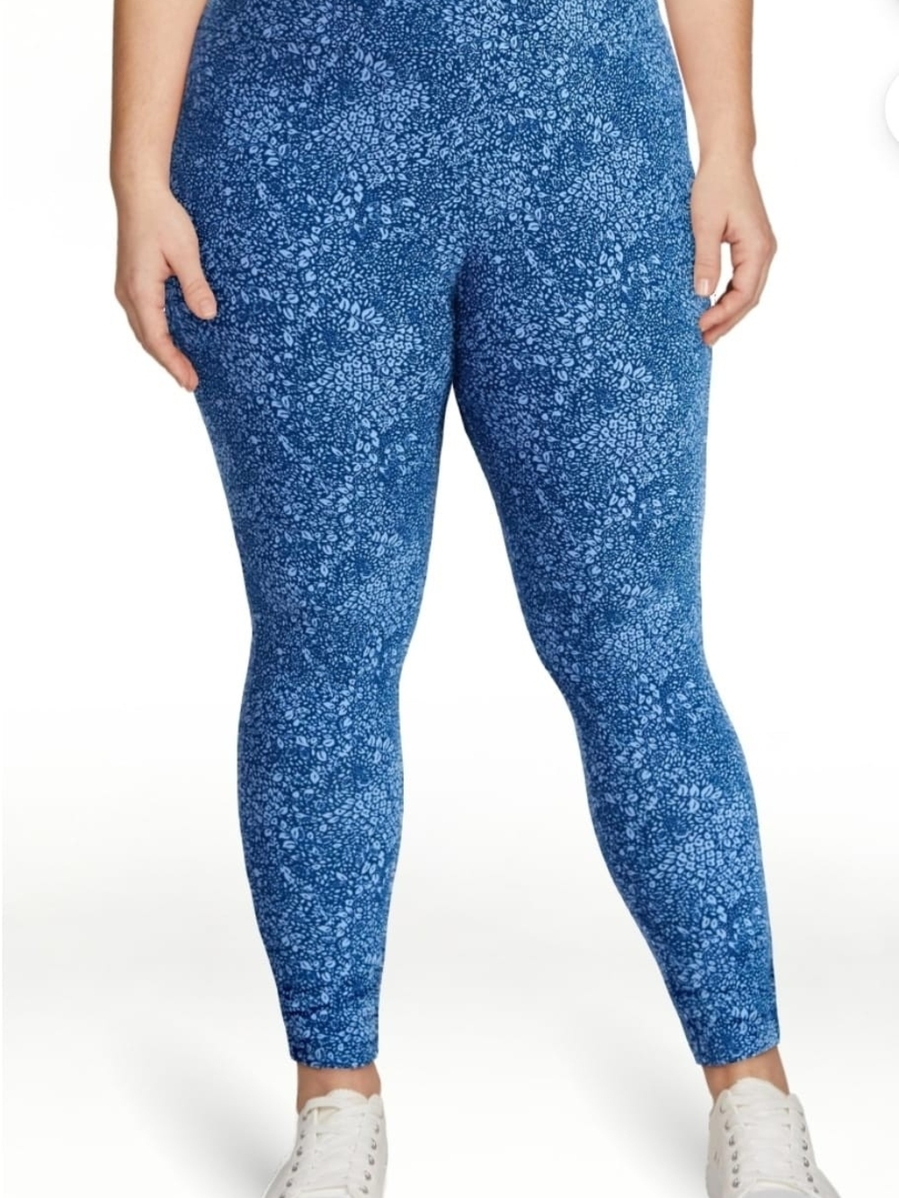 Terra & Sky Women's Blue Floral Leggings Size 4X